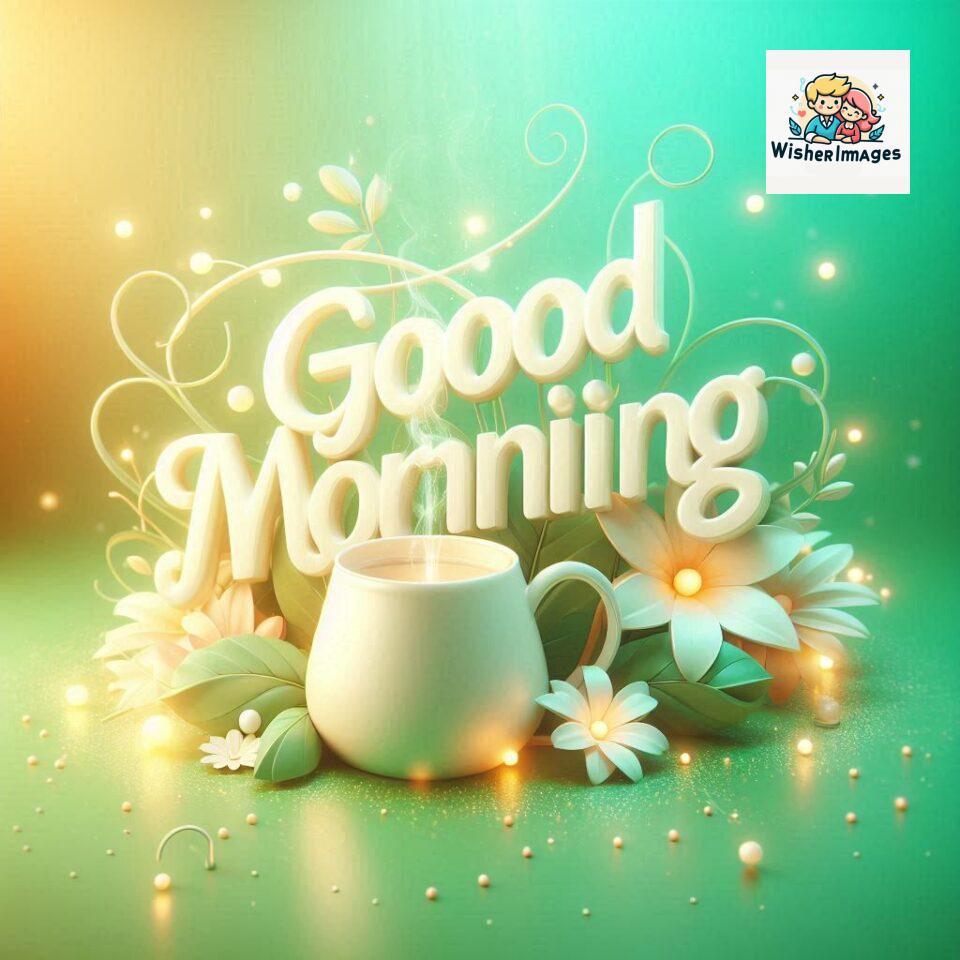 Bright and Cheerful D Good Morning Design with Hearts and flowers with colour full light setup with good morning Flowers ()