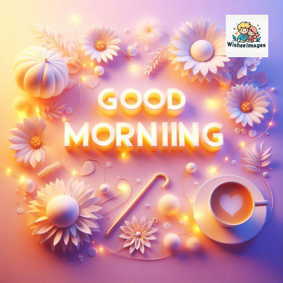 Bright and Cheerful D Good Morning Design with Hearts and flowers with colour full light setup with good morning Flowers ()