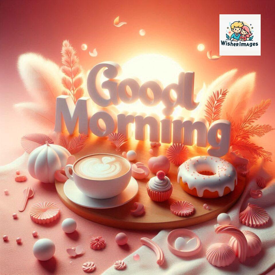 Bright and Cheerful D Good Morning Design with Hearts and flowers with colour full light setup with good morning Flowers ()