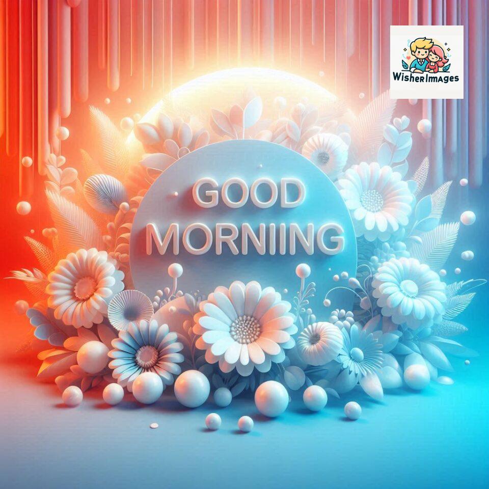 Bright and Cheerful D Good Morning Design with Hearts and flowers with colour full light setup with good morning Flowers ()