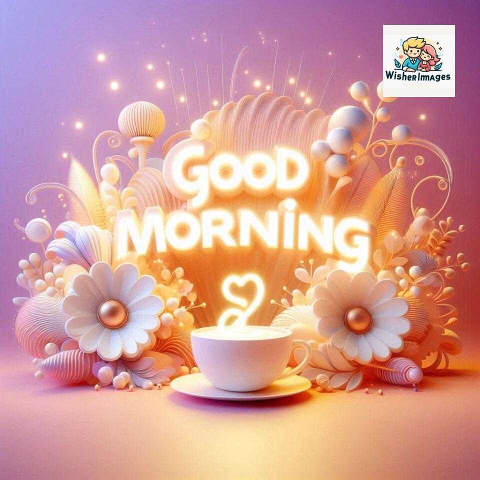 Bright and Cheerful D Good Morning Design with Hearts and flowers with colour full light setup with good morning Flowers ()