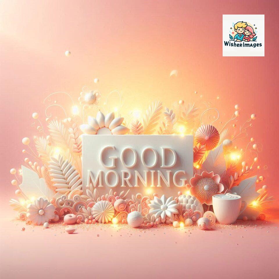 Bright and Cheerful D Good Morning Design with Hearts and flowers with colour full light setup with good morning Flowers ()