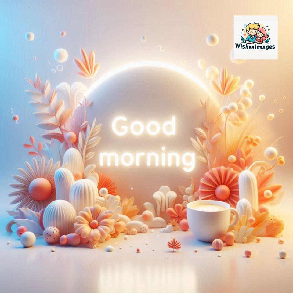 Bright and Cheerful D Good Morning Design with Hearts and flowers with colour full light setup with good morning Flowers ()