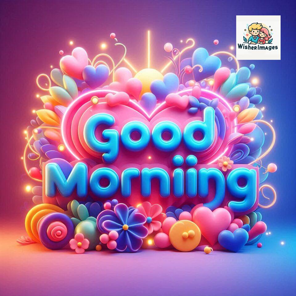 Bright and Cheerful D Good Morning Design with Hearts and flowers with colour full light setup with good morning Flowers ()