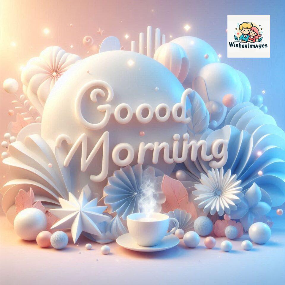 Bright and Cheerful D Good Morning Design with Hearts and flowers with colour full light setup with good morning Flowers ()