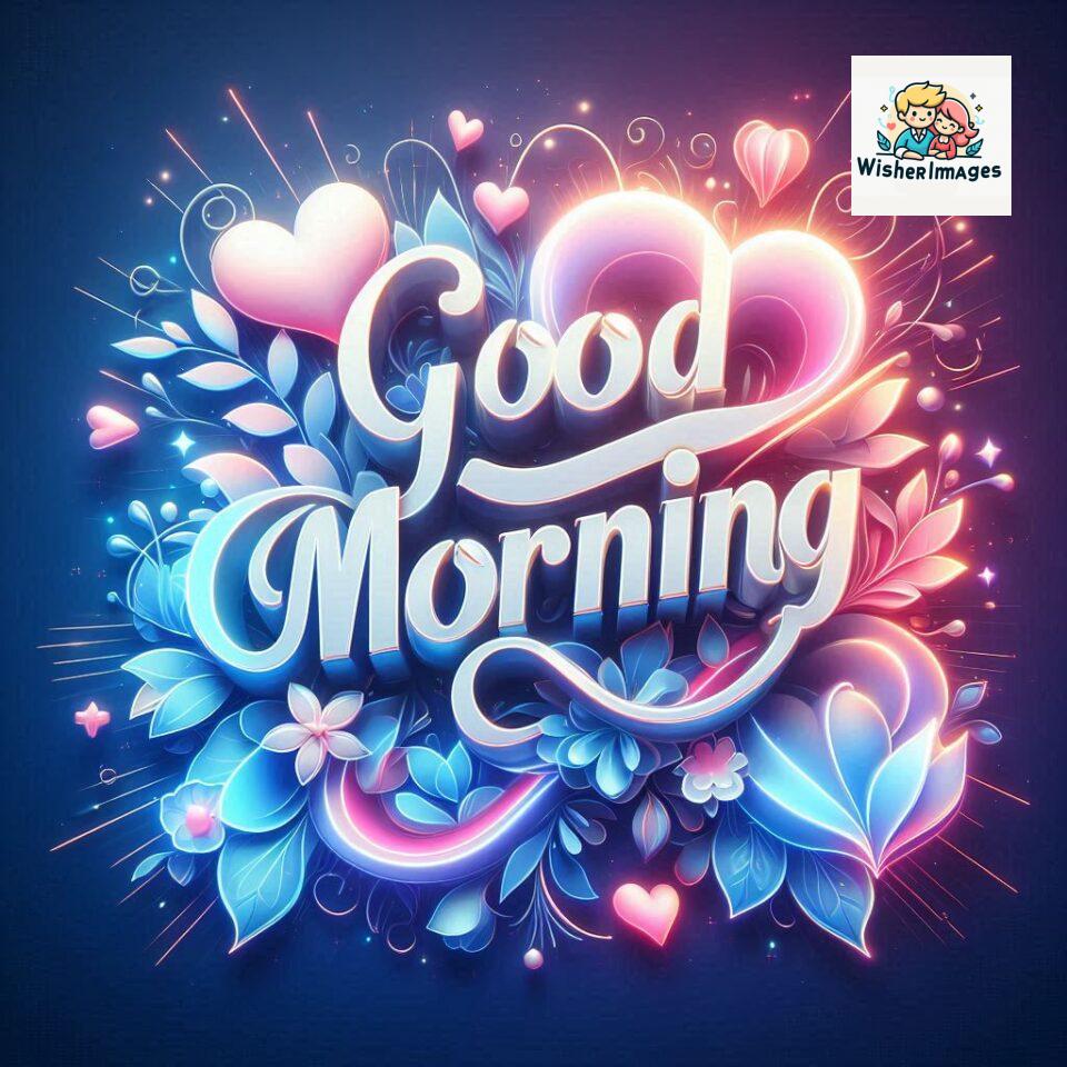 Bright and Cheerful D Good Morning Design with Hearts and flowers with colour full light setup with good morning Flowers ()