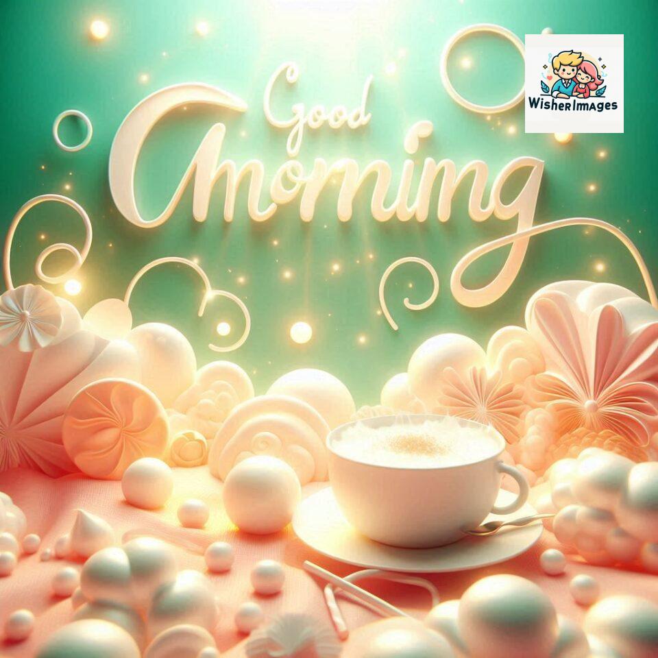 Bright and Cheerful D Good Morning Design with Hearts and flowers with colour full light setup with good morning Flowers ()