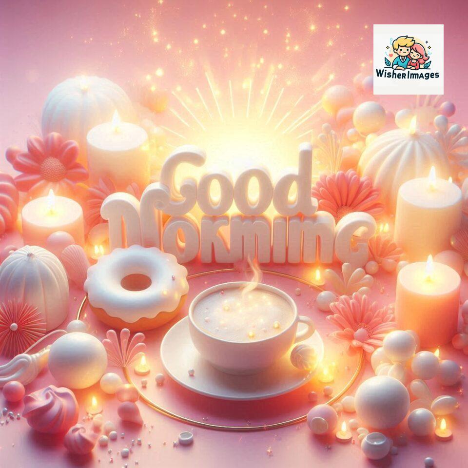 Bright and Cheerful D Good Morning Design with Hearts and flowers with colour full light setup with good morning Flowers ()