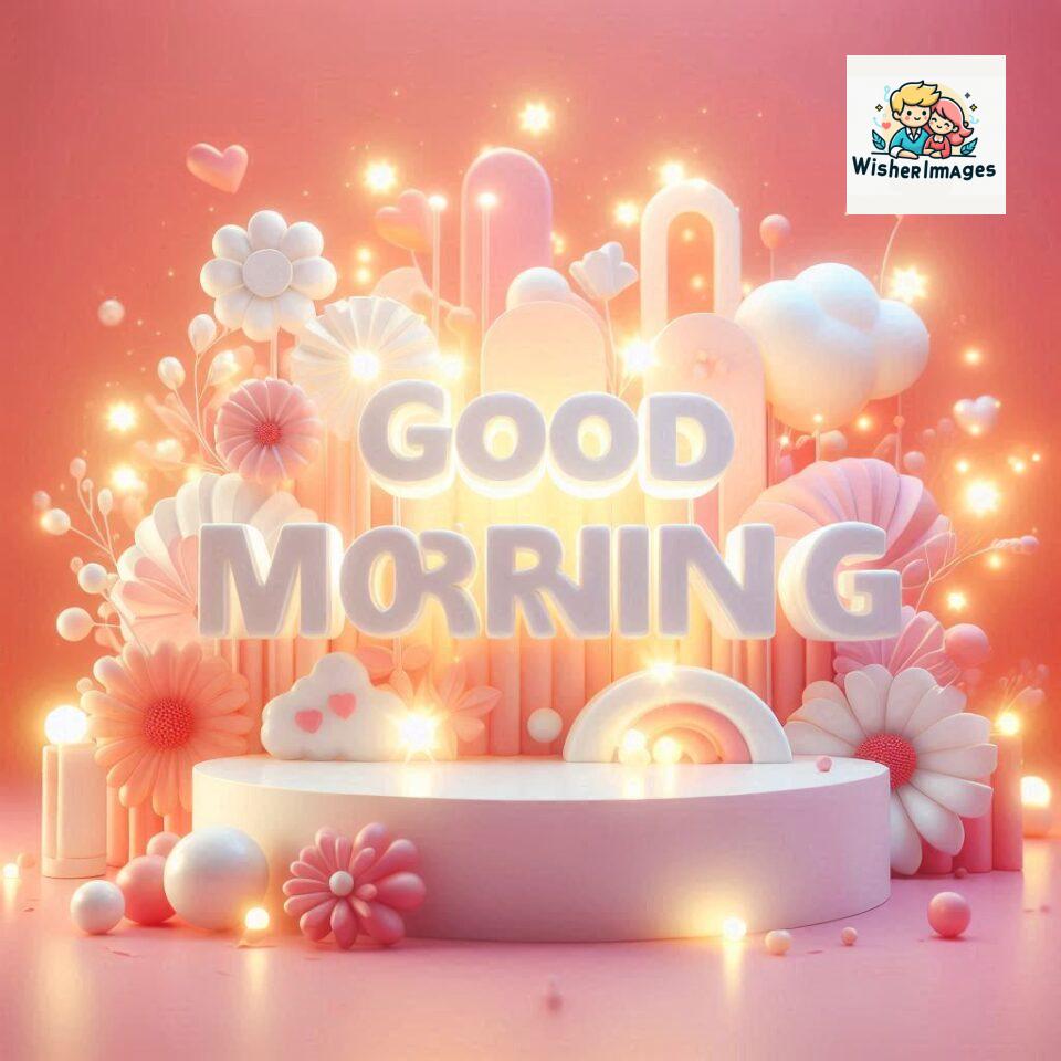 Bright and Cheerful D Good Morning Design with Hearts and flowers with colour full light setup with good morning Flowers ()