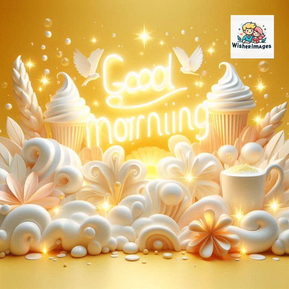 Bright and Cheerful D Good Morning Design with Hearts and flowers with colour full light setup with good morning Flowers ()