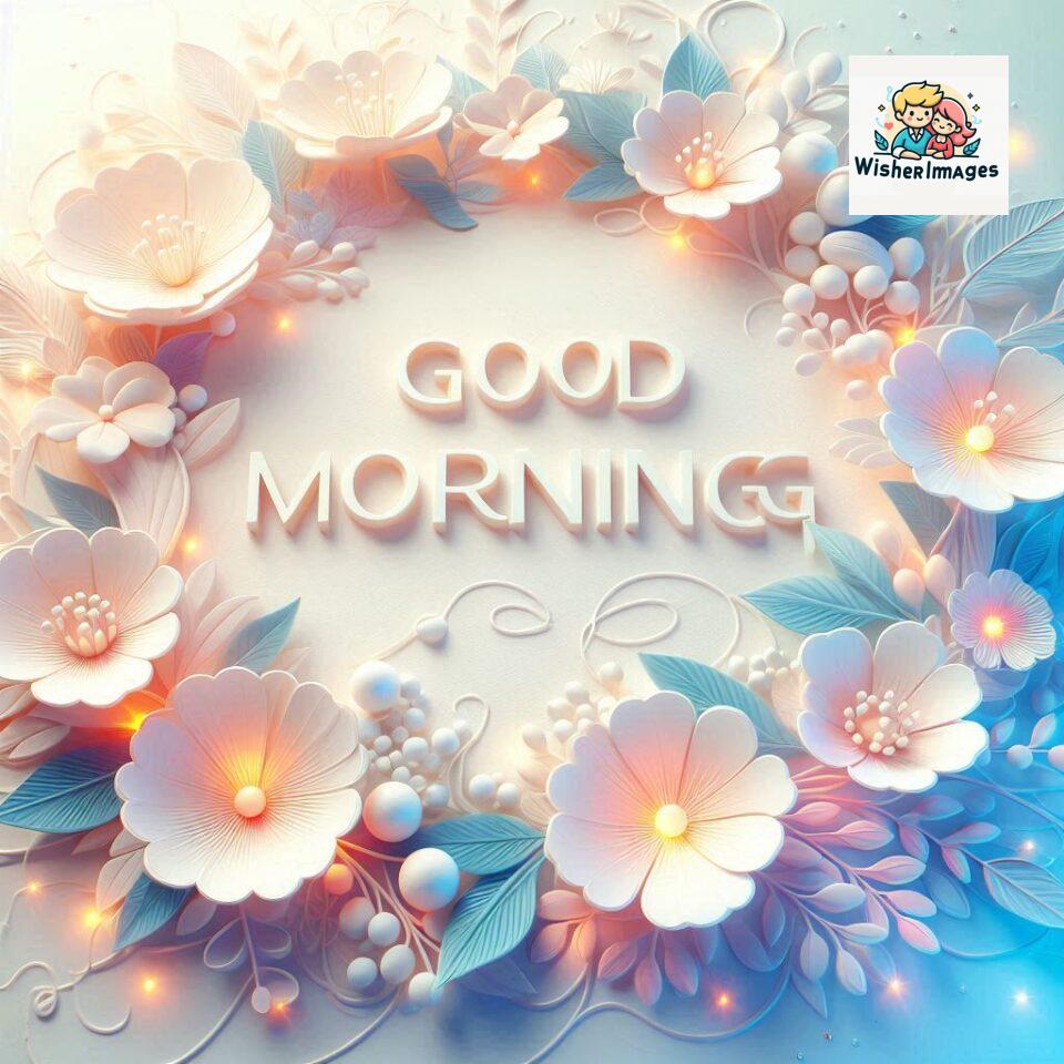 Bright and Cheerful D Good Morning Design with Hearts and flowers with colour full light setup with good morning Flowers ()