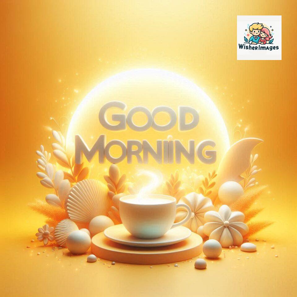 Bright and Cheerful D Good Morning Design with Hearts and flowers with colour full light setup with good morning Flowers ()