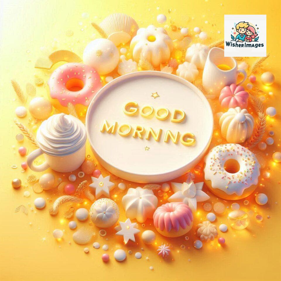 Bright and Cheerful D Good Morning Design with Hearts and flowers with colour full light setup with good morning Flowers ()