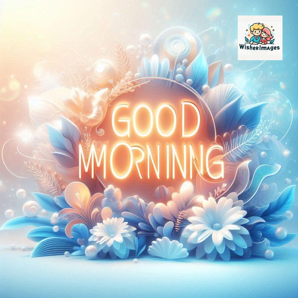 Bright and Cheerful D Good Morning Design with Hearts and flowers with colour full light setup with good morning Flowers ()