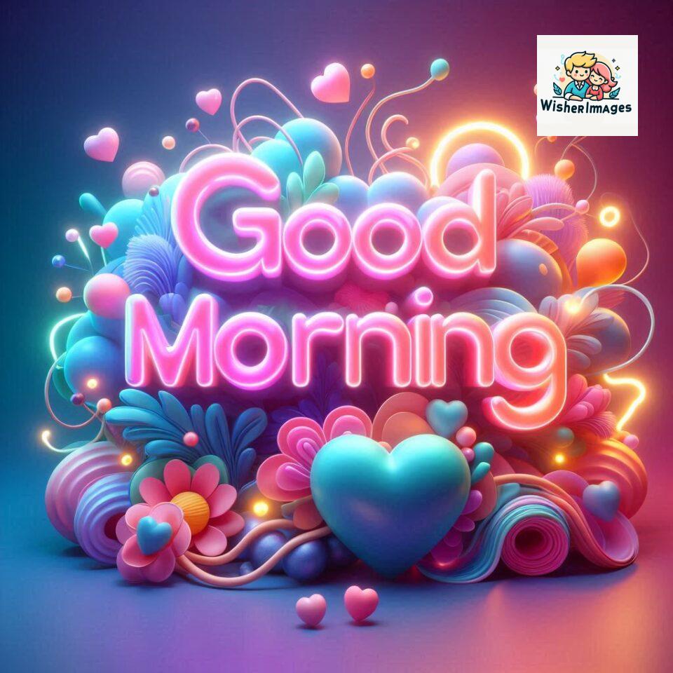 Bright and Cheerful D Good Morning Design with Hearts and flowers with colour full light setup with good morning Flowers ()