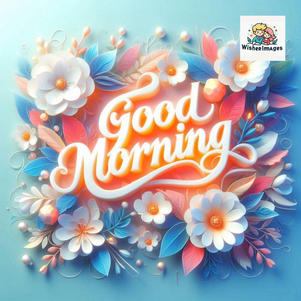 Bright and Cheerful D Good Morning Design with Hearts and flowers with colour full light setup with good morning Flowers ()