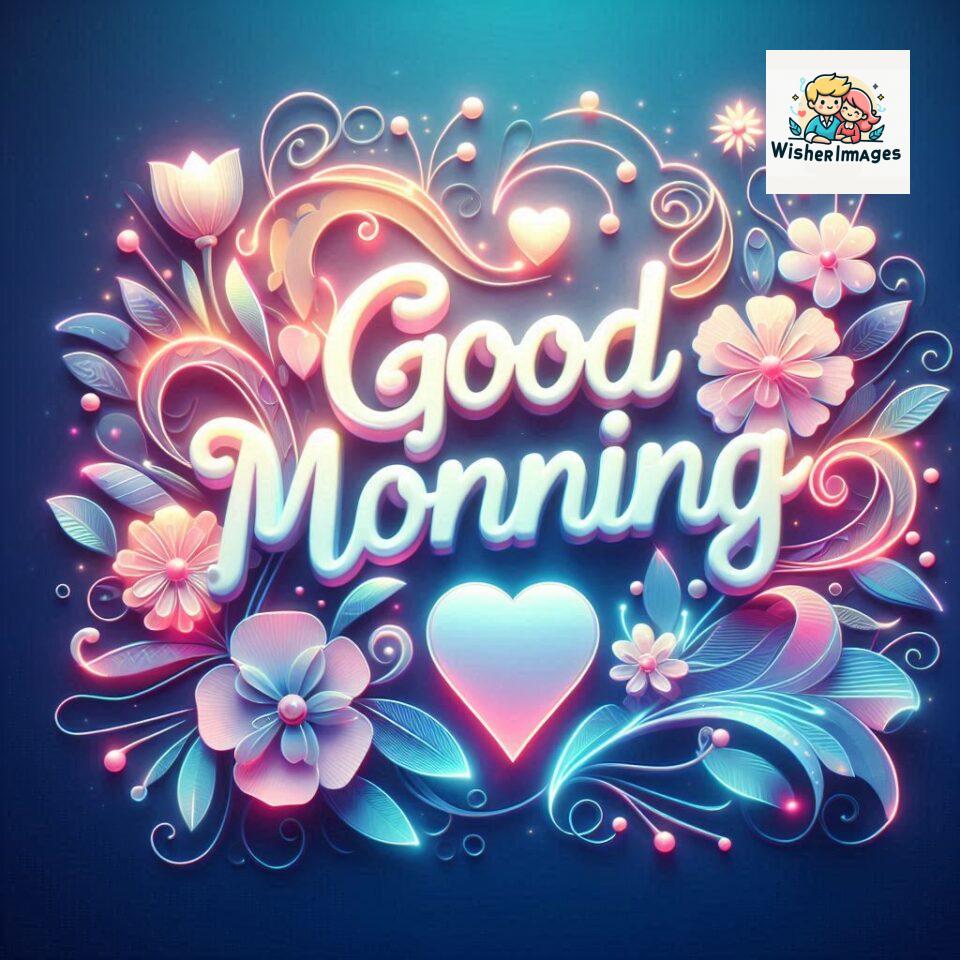 Bright and Cheerful D Good Morning Design with Hearts and flowers with colour full light setup with good morning Flowers ()