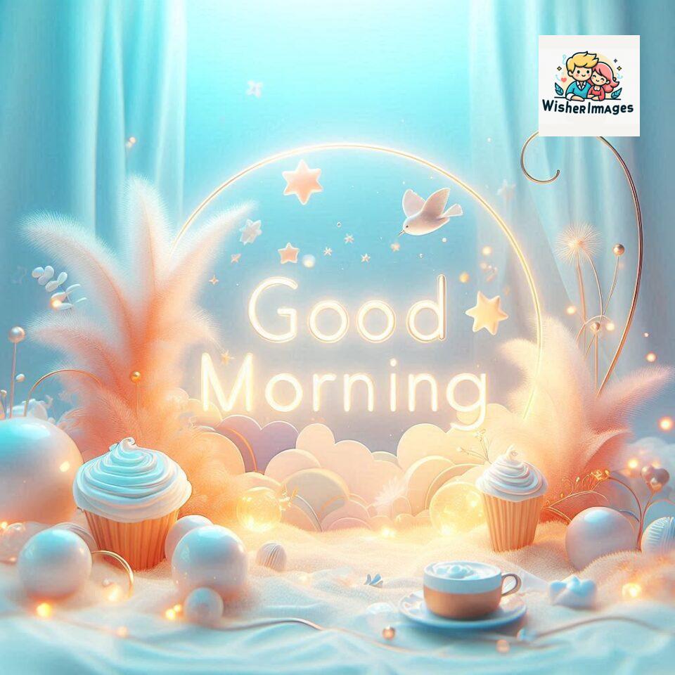 Bright and Cheerful D Good Morning Design with Hearts and flowers with colour full light setup with good morning Flowers ()