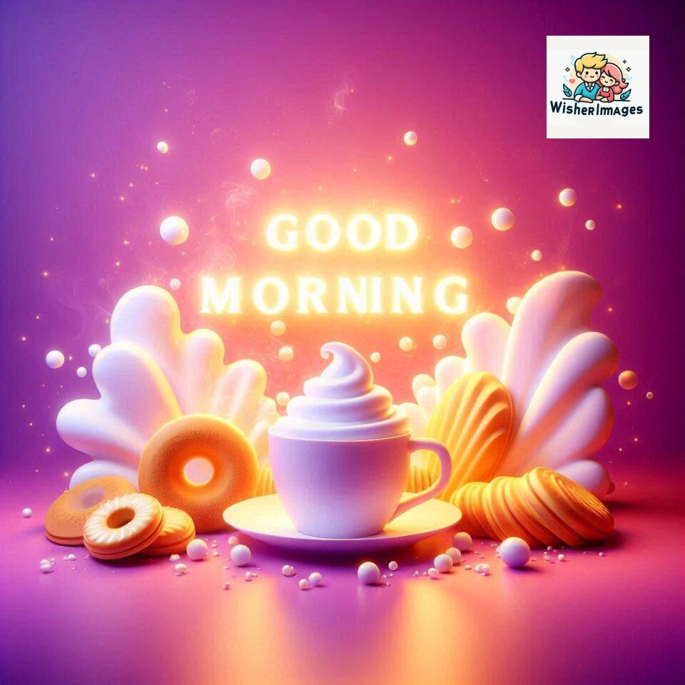 Bright and Cheerful D Good Morning Design with Hearts and flowers with colour full light setup with good morning Flowers ()