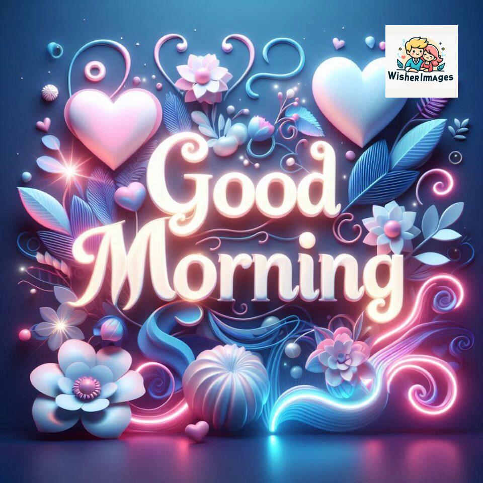 Bright and Cheerful D Good Morning Design with Hearts and flowers with colour full light setup with good morning Flowers ()