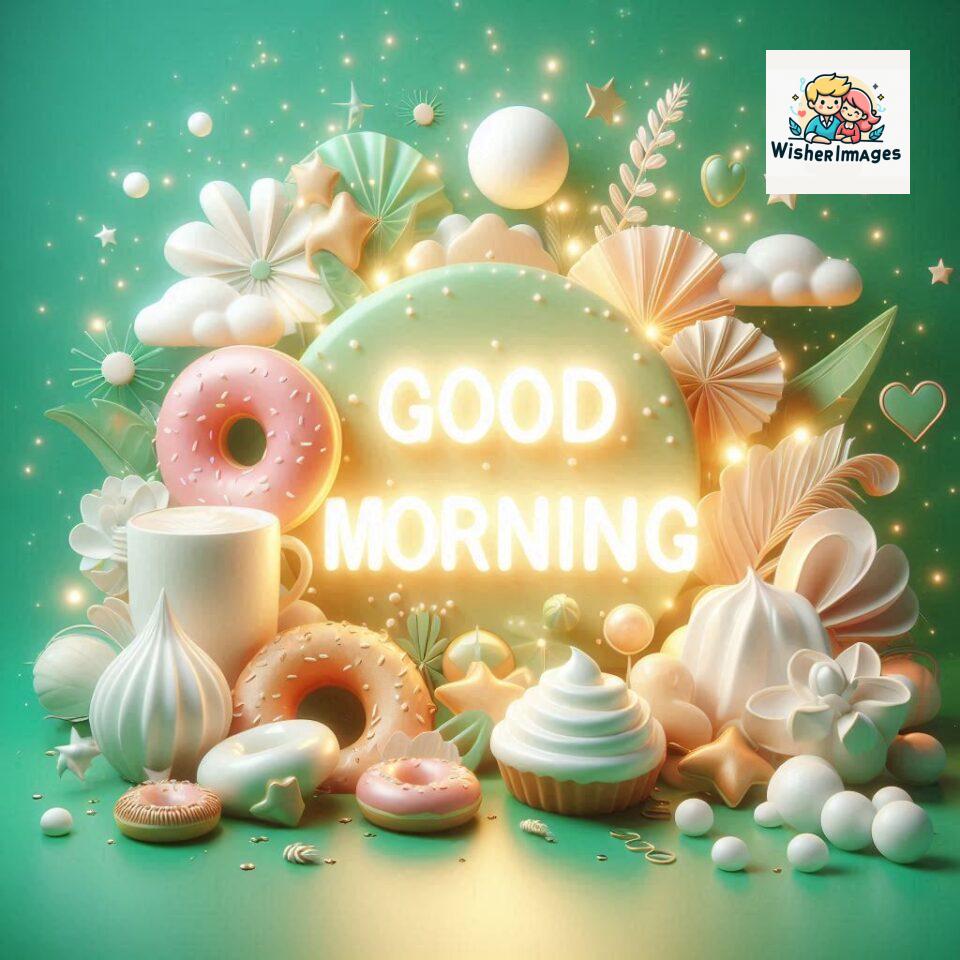 Bright and Cheerful D Good Morning Design with Hearts and flowers with colour full light setup with good morning Flowers ()