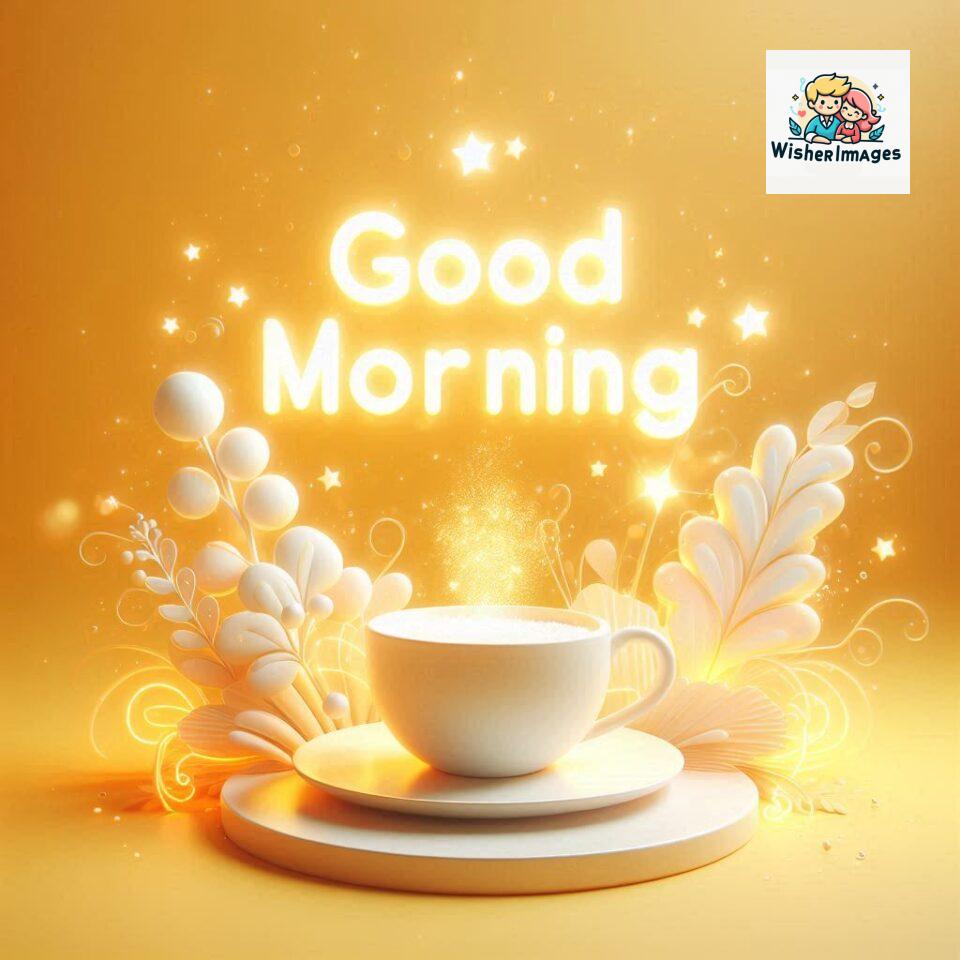 Bright and Cheerful D Good Morning Design with Hearts and flowers with colour full light setup with good morning Flowers ()