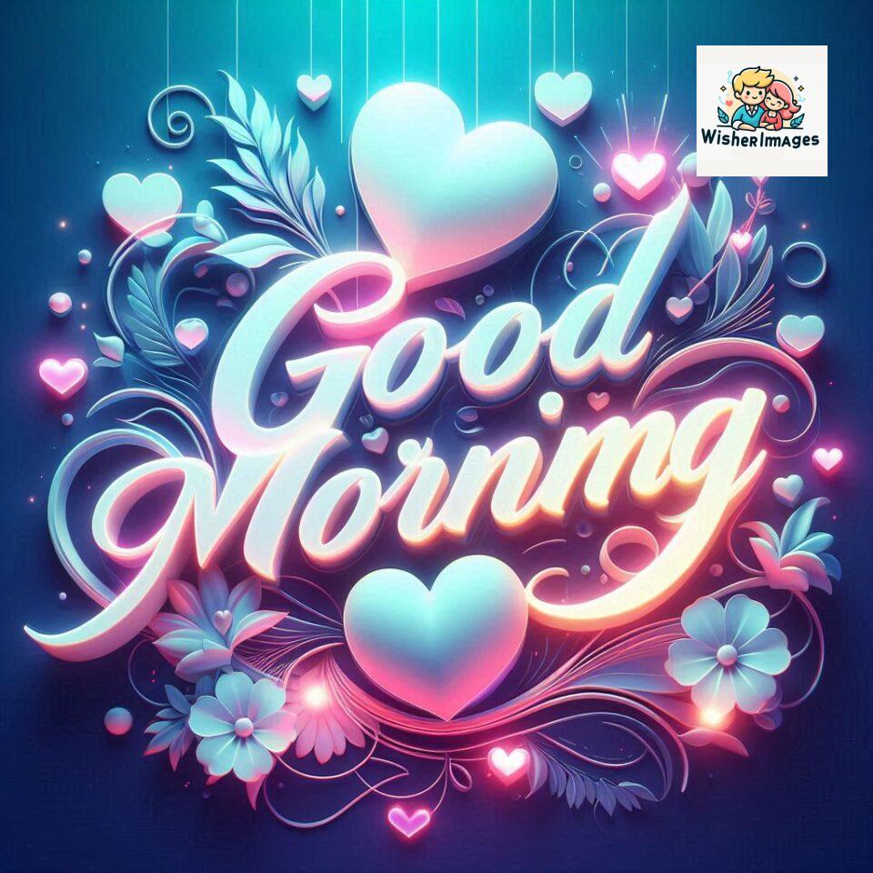 Bright and Cheerful D Good Morning Design with Hearts and flowers with colour full light setup with good morning Flowers ()