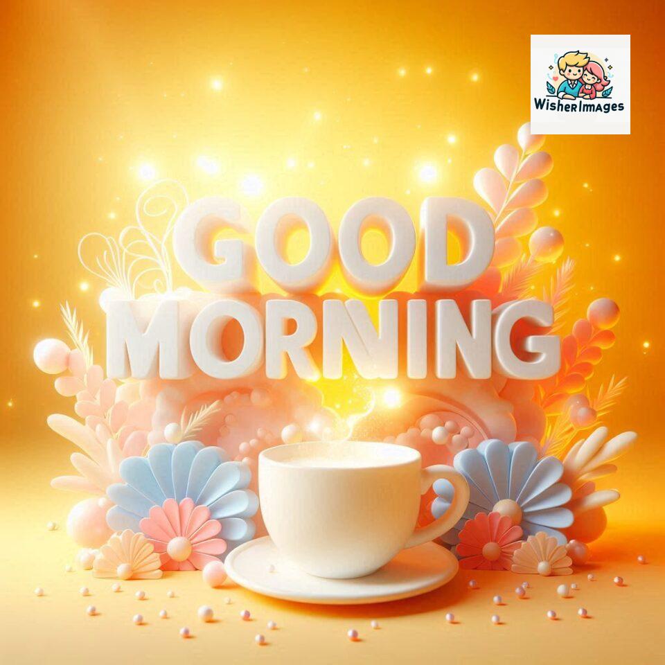 Bright and Cheerful D Good Morning Design with Hearts and flowers with colour full light setup with good morning Flowers ()