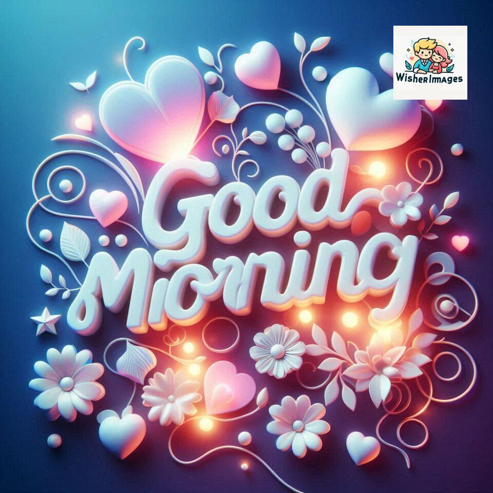 Bright and Cheerful D Good Morning Design with Hearts and flowers with colour full light setup with good morning Flowers ()