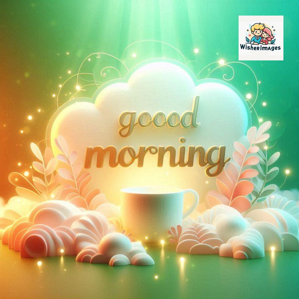 Bright and Cheerful D Good Morning Design with Hearts and flowers with colour full light setup with good morning Flowers ()