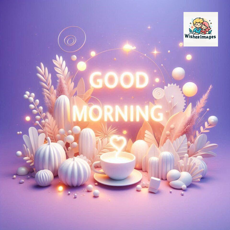 Bright and Cheerful D Good Morning Design with Hearts and flowers with colour full light setup with good morning Flowers ()