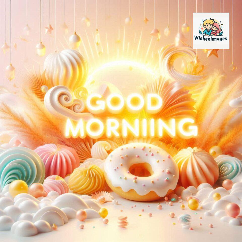 Bright and Cheerful D Good Morning Design with Hearts and flowers with colour full light setup with good morning Flowers ()