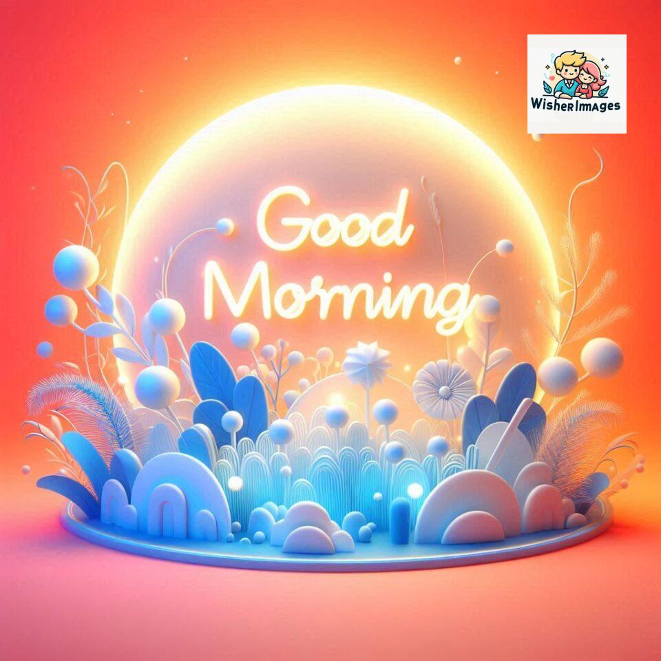 Bright and Cheerful D Good Morning Design with Hearts and flowers with colour full light setup with good morning Flowers ()