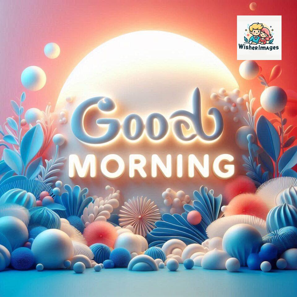 Bright and Cheerful D Good Morning Design with Hearts and flowers with colour full light setup with good morning Flowers ()