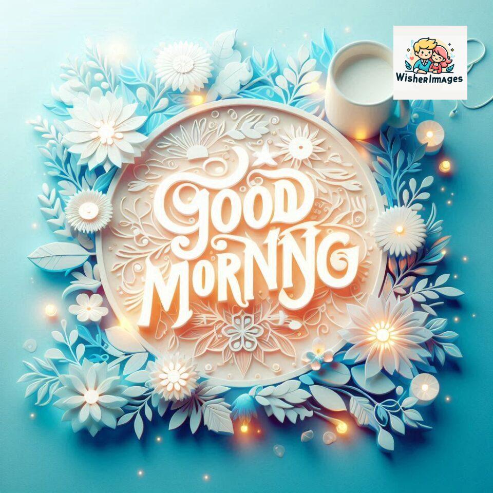 Bright and Cheerful D Good Morning Design with Hearts and flowers with colour full light setup with good morning Flowers ()