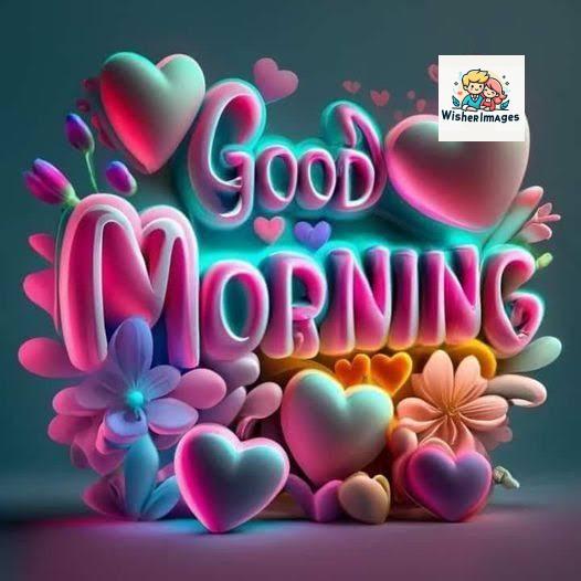 Bright and Cheerful D Good Morning Design with Hearts and flowers with colour full light setup with good morning Flowers ()