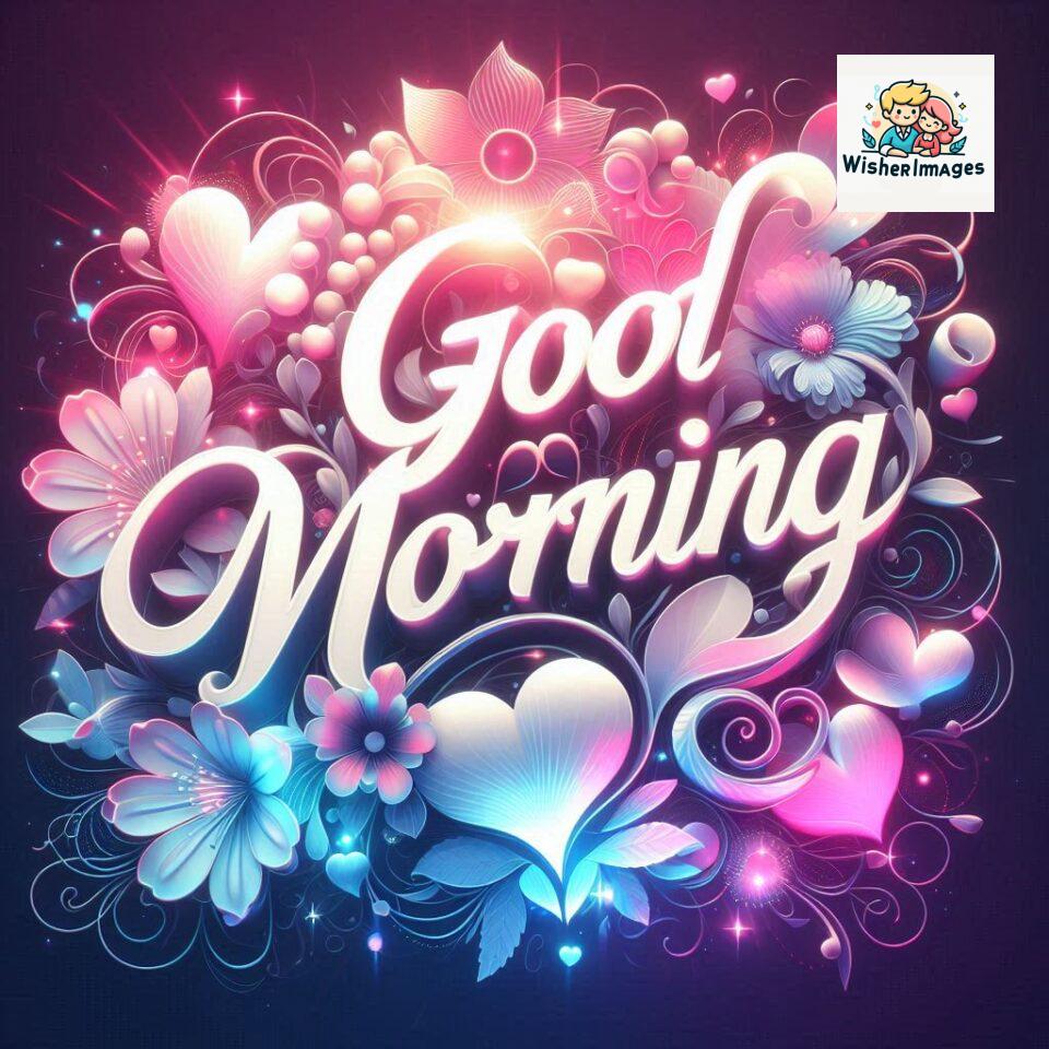 Bright and Cheerful D Good Morning Design with Hearts and flowers with colour full light setup with good morning Flowers ()