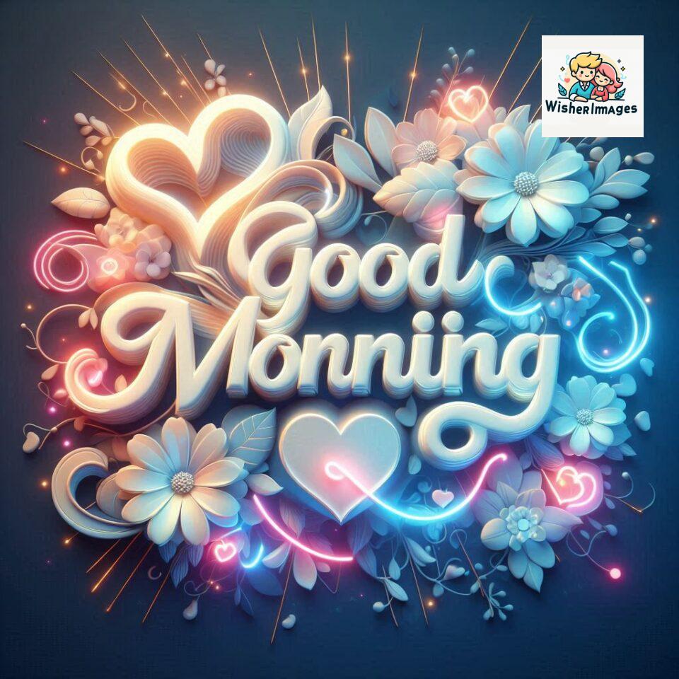 Bright and Cheerful D Good Morning Design with Hearts and flowers with colour full light setup with good morning Flowers ()