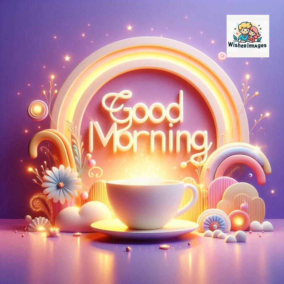 Bright and Cheerful D Good Morning Design with Hearts and flowers with colour full light setup with good morning Flowers ()