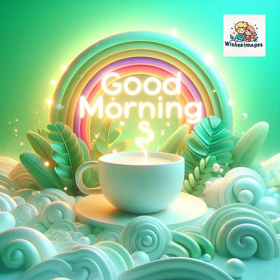 Bright and Cheerful D Good Morning Design with Hearts and flowers with colour full light setup with good morning Flowers ()