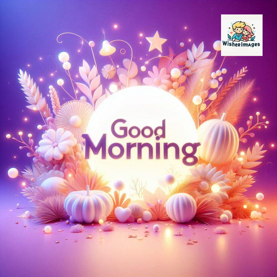 Bright and Cheerful D Good Morning Design with Hearts and flowers with colour full light setup with good morning Flowers ()