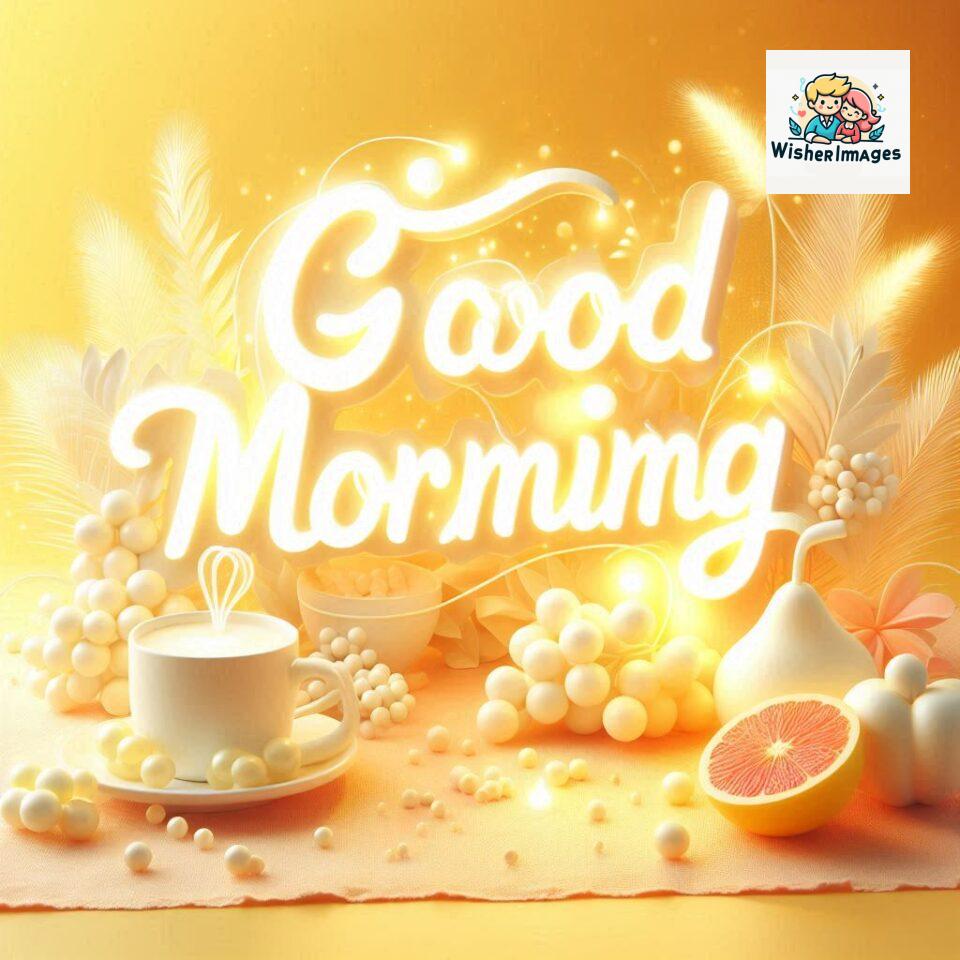 Bright and Cheerful D Good Morning Design with Hearts and flowers with colour full light setup with good morning Flowers ()