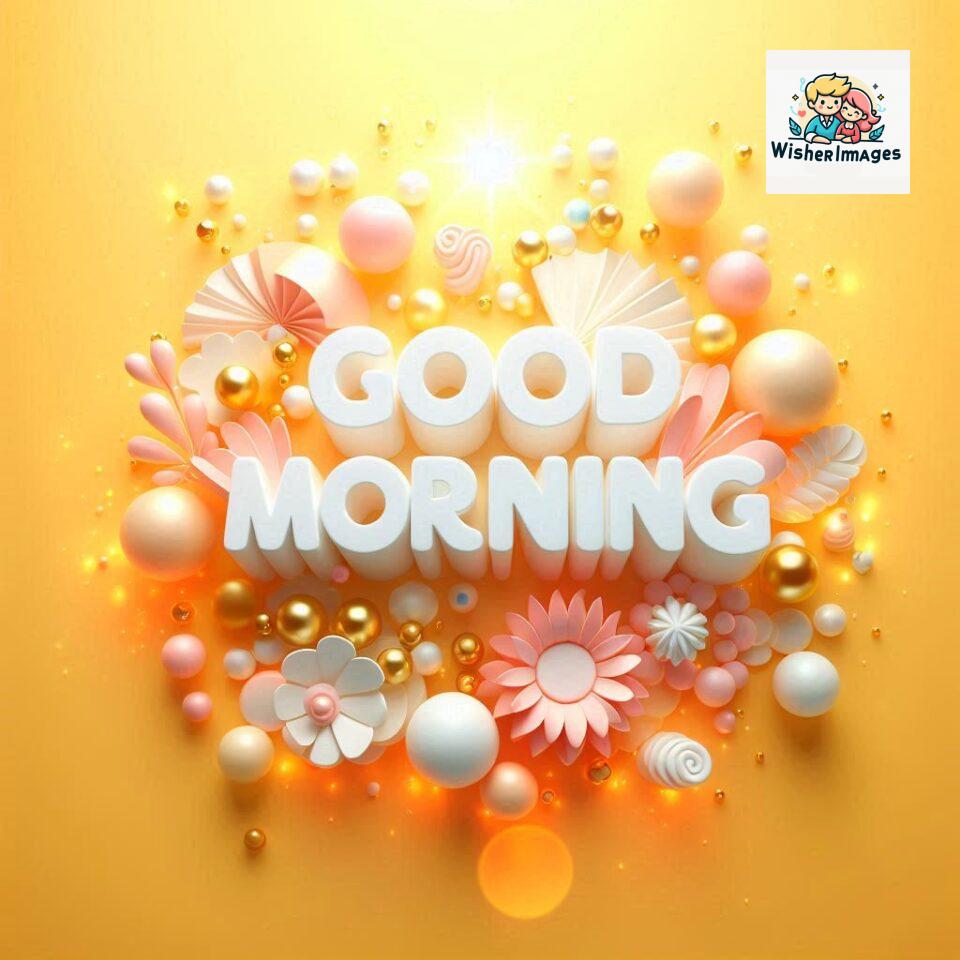 Bright and Cheerful D Good Morning Design with Hearts and flowers with colour full light setup with good morning Flowers ()