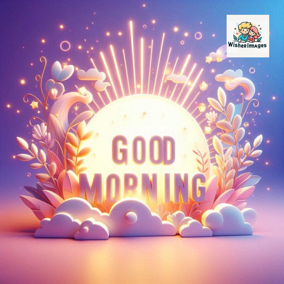 Bright and Cheerful D Good Morning Design with Hearts and flowers with colour full light setup with good morning Flowers ()