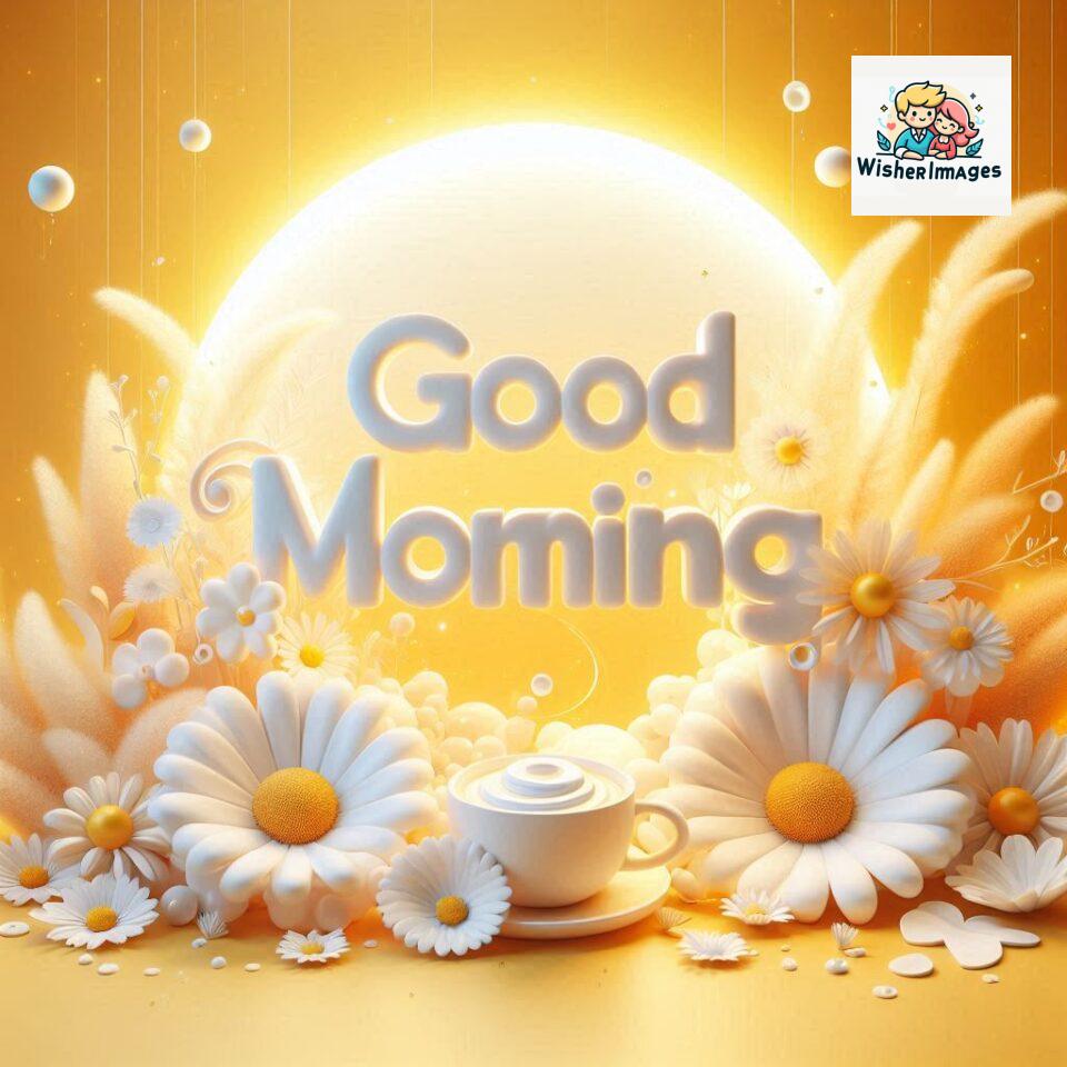 Bright and Cheerful D Good Morning Design with Hearts and flowers with colour full light setup with good morning Flowers ()