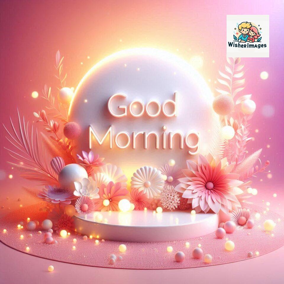 Bright and Cheerful D Good Morning Design with Hearts and flowers with colour full light setup with good morning Flowers ()