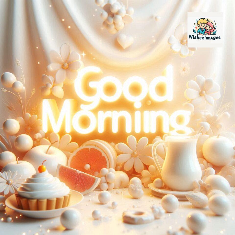 Bright and Cheerful D Good Morning Design with Hearts and flowers with colour full light setup with good morning Flowers ()