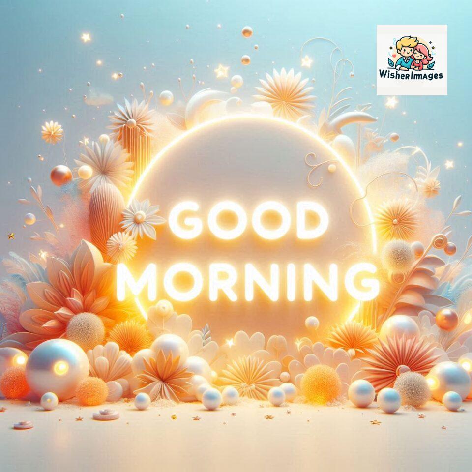 Bright and Cheerful D Good Morning Design with Hearts and flowers with colour full light setup with good morning Flowers ()