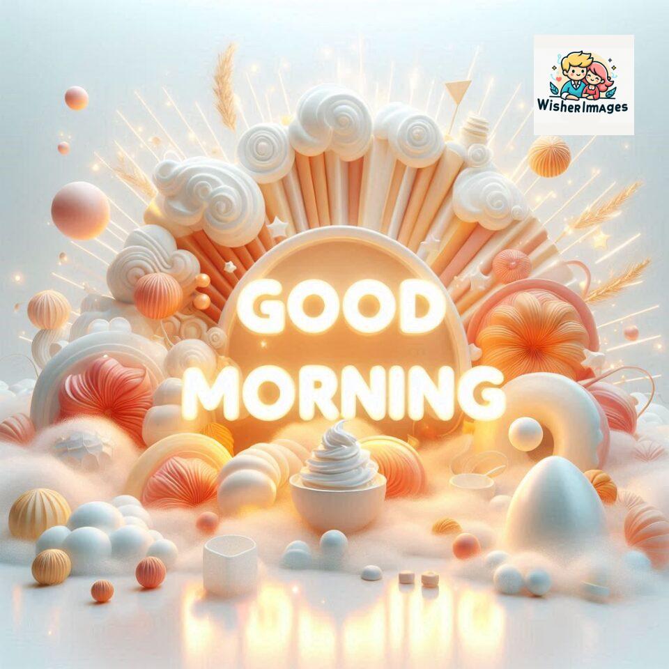 Bright and Cheerful D Good Morning Design with Hearts and flowers with colour full light setup with good morning Flowers ()