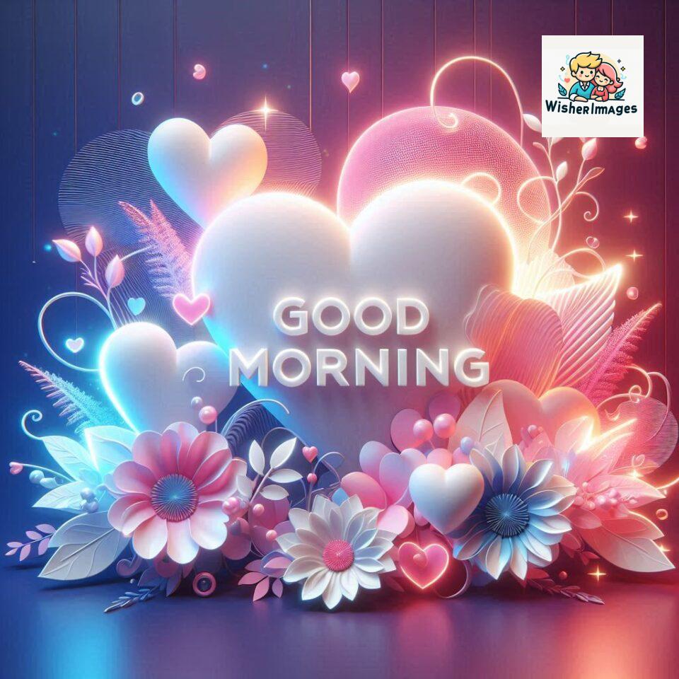 Bright and Cheerful D Good Morning Design with Hearts and flowers with colour full light setup with good morning Flowers ()